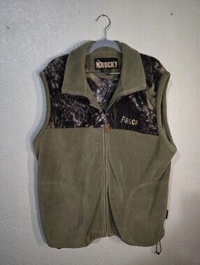 Rocky Olive Green Fleece Vest with Camo Yoke Prohunter Gear Size LARGE